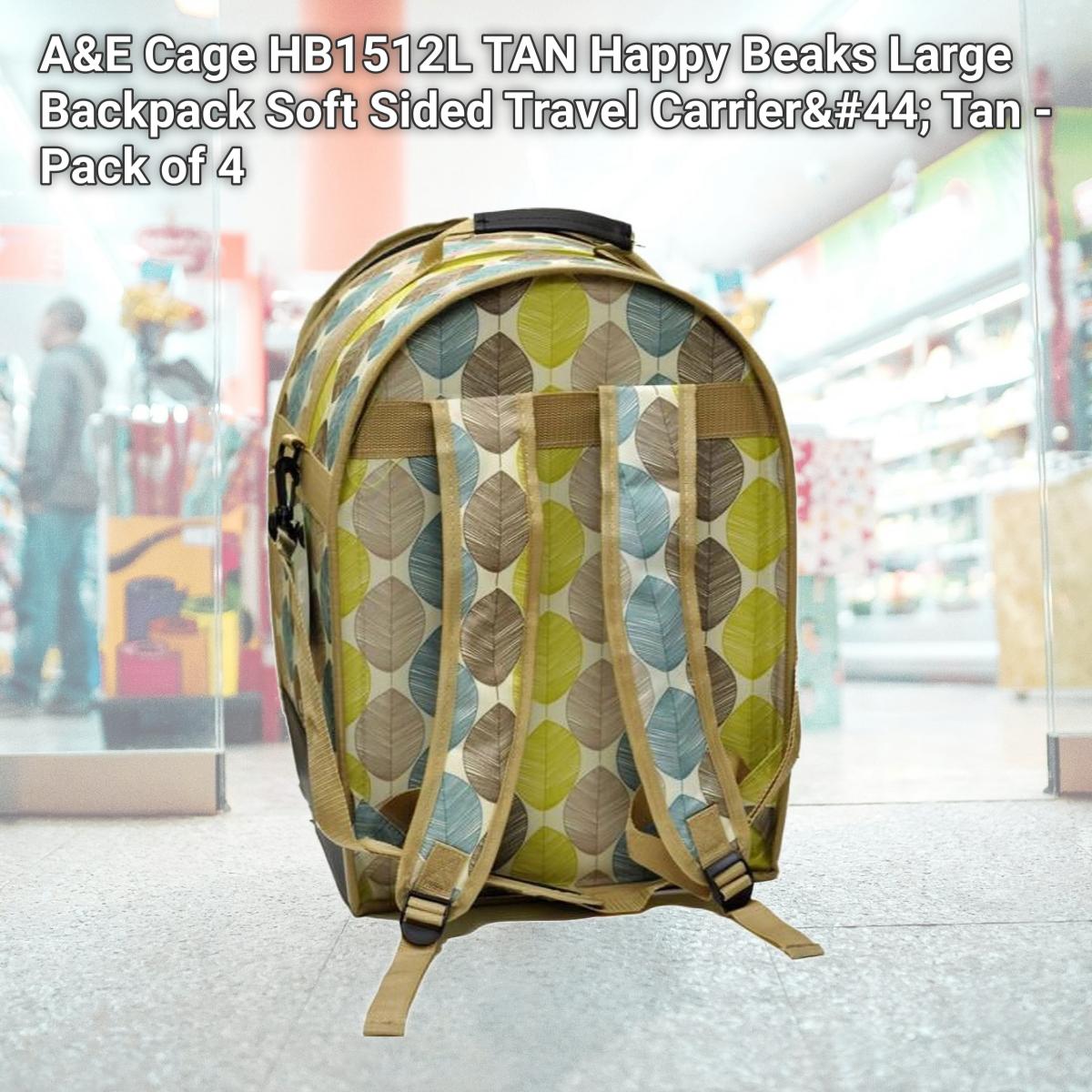 Picture of A&E Cage HB1512L TAN Happy Beaks Large Backpack Soft Sided Travel Carrier&#44; Tan - Pack of 4