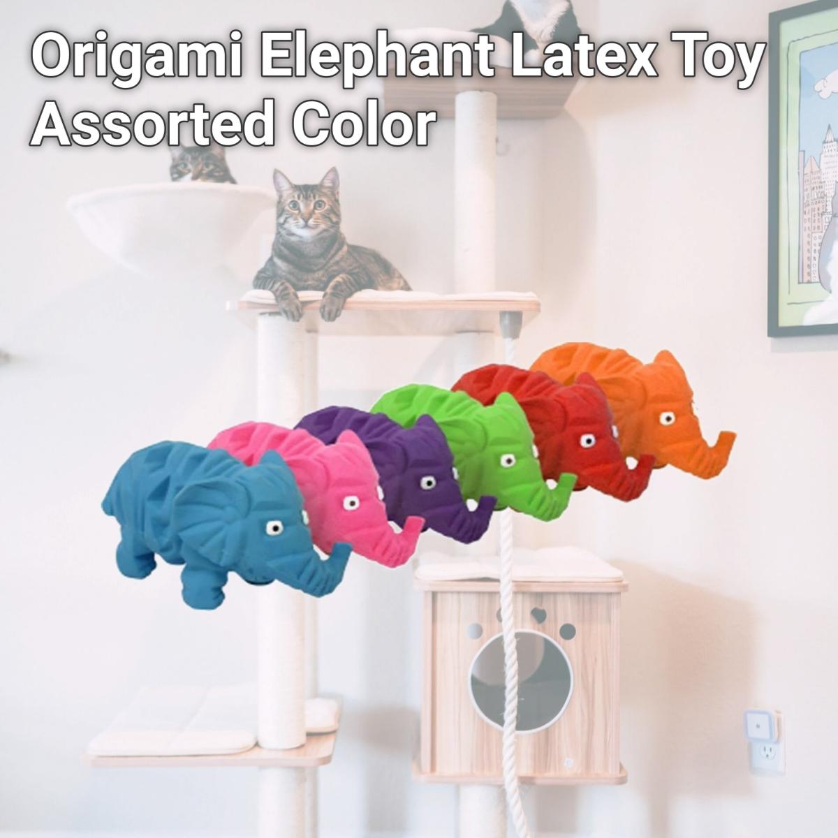 Picture of Multipet International 61274 Origami Elephant Latex Toy, Assorted Color 