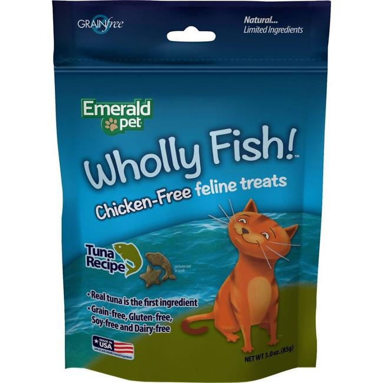 Picture of Emerald Pet Products 00642-CFT 3 oz Wholly Fish Chicken-Free Cat Treats - Tuna&#44; Pack of 12