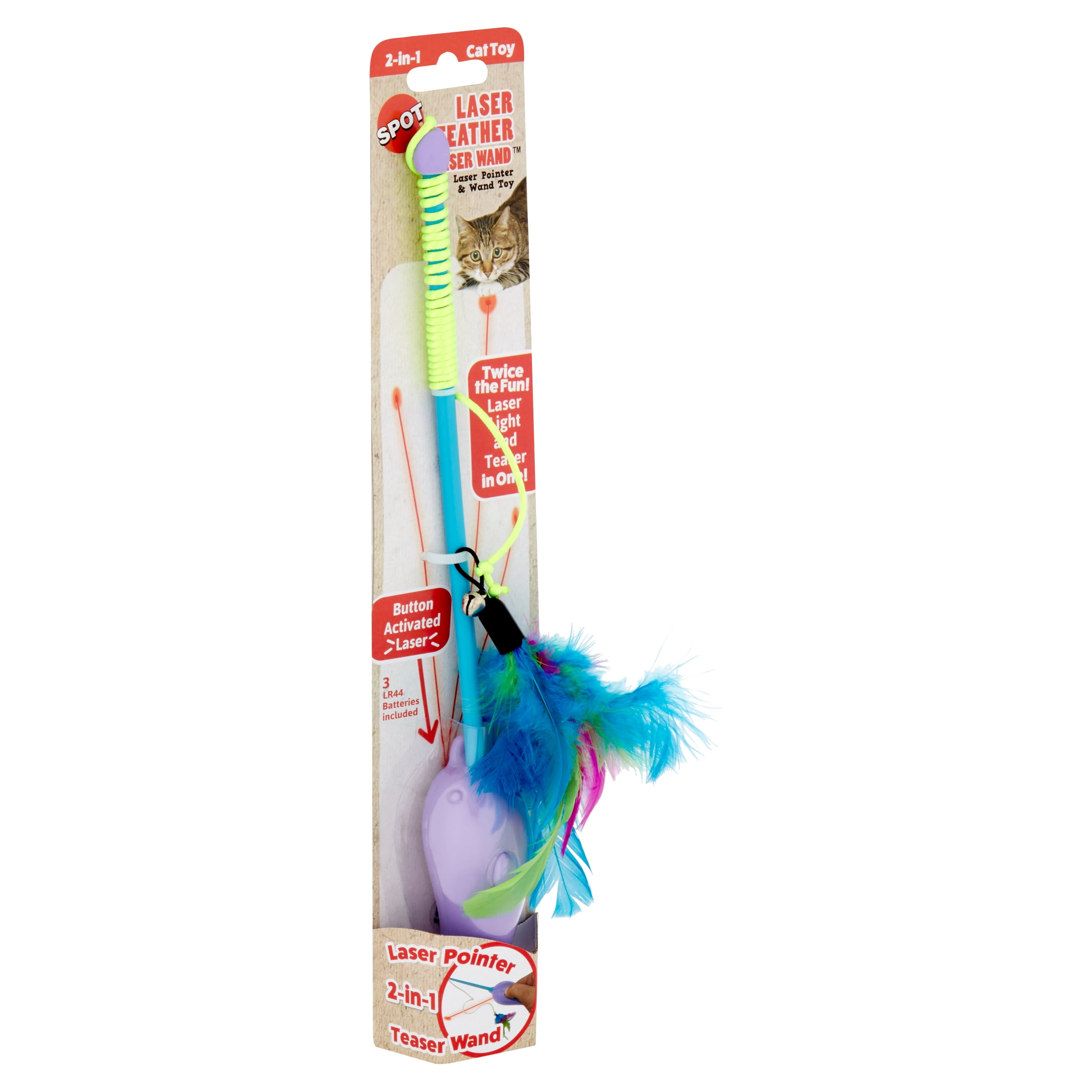 Picture of Ethical 52119 Laser & Feather Teaser Wand Cat Toy - Assorted Color
