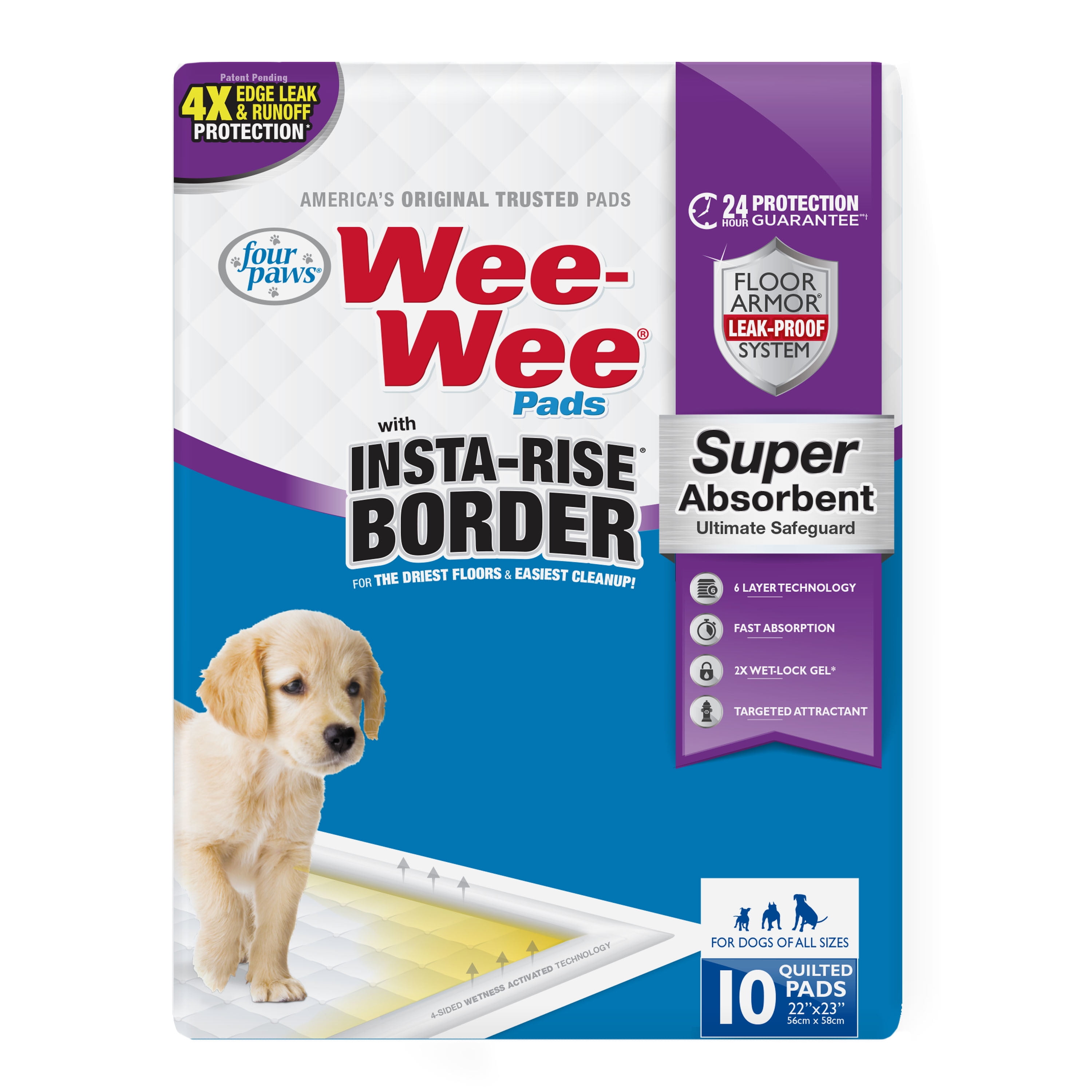 Picture of Four Paws - Container 100538867 Wee-Wee Insta Rise Border Pad - Pack of 10