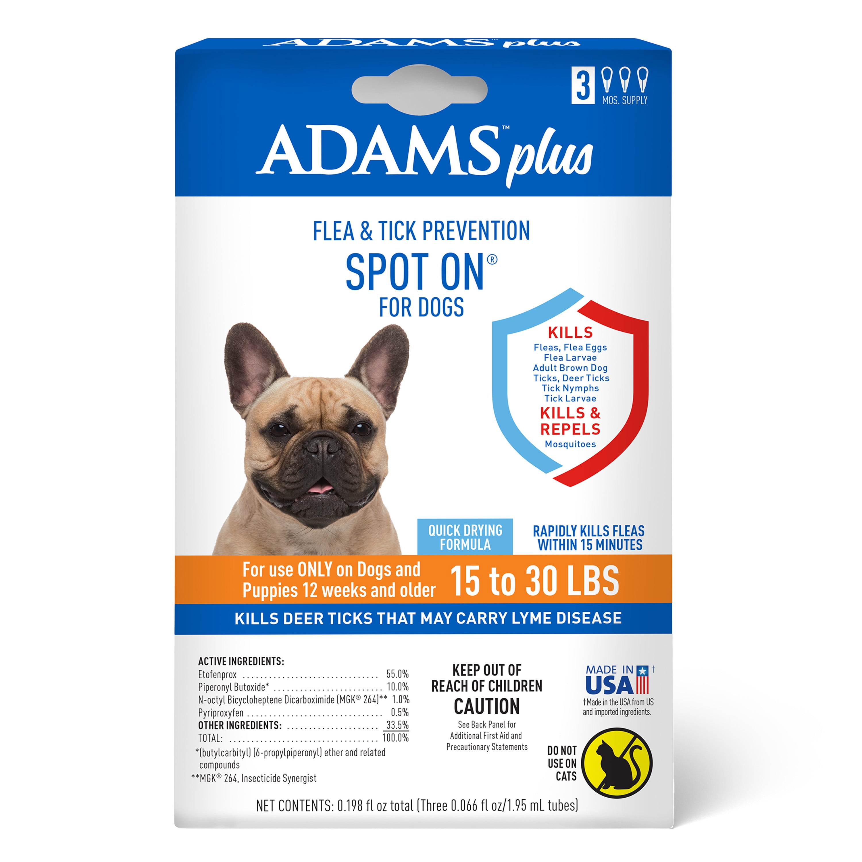 Picture of Farnam Pet 100542204 3 Month Adams Plus Flea & Tick Spot On Dog - Medium