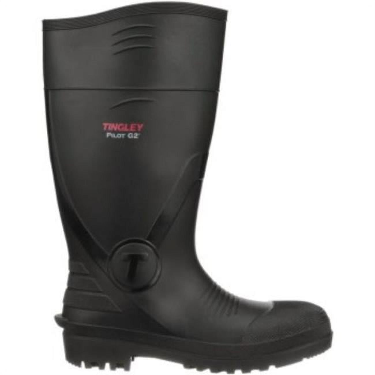 Men's Pilot G2 Tall Rubber Boots, Plain Toe, 15 in Height, Black, 9
