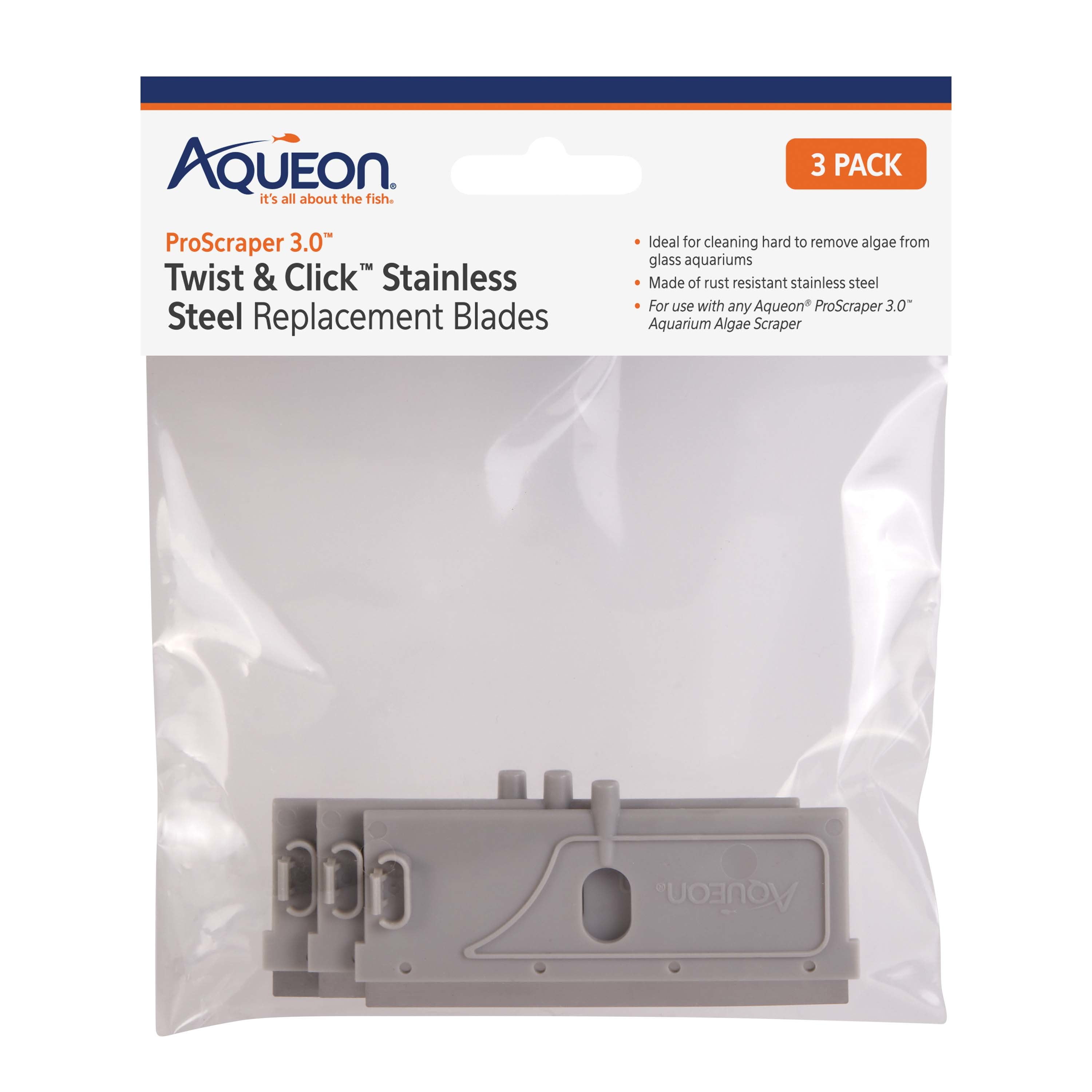 Picture of Aqueon Products 100545941 Proscraper 3.0 Twist & Click Stainless Steel Blades