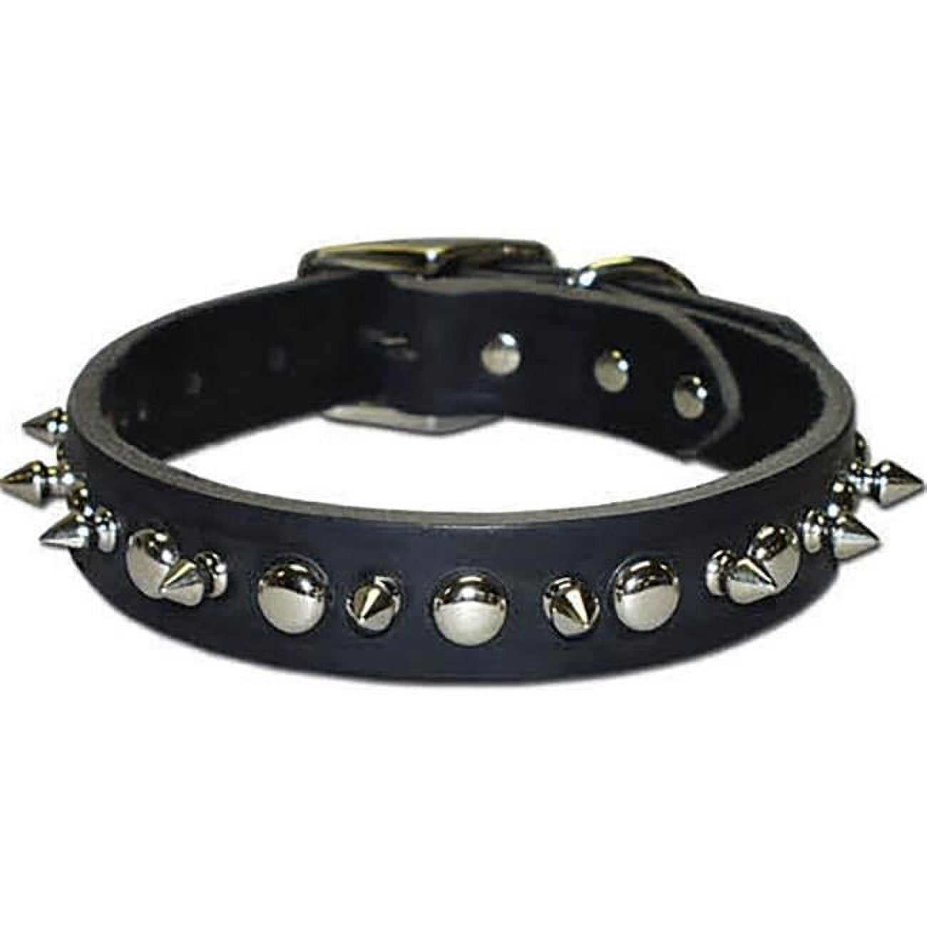 Picture of Leather Brothers 100LKS-BK20 1 x 20 in. Latigo Leather 1 Ply Spiked Dog Collar, Black