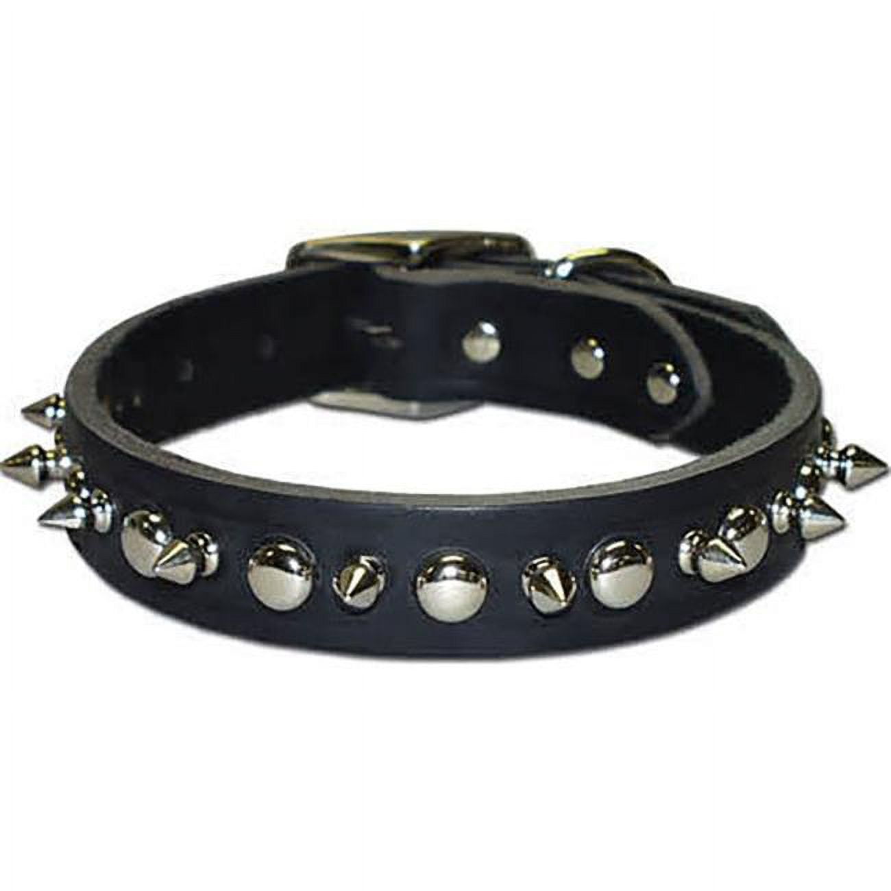 Picture of Leather Brothers 100LKS-BK24 1 x 24 in. Latigo Leather 1 Ply Spiked Dog Collar, Black