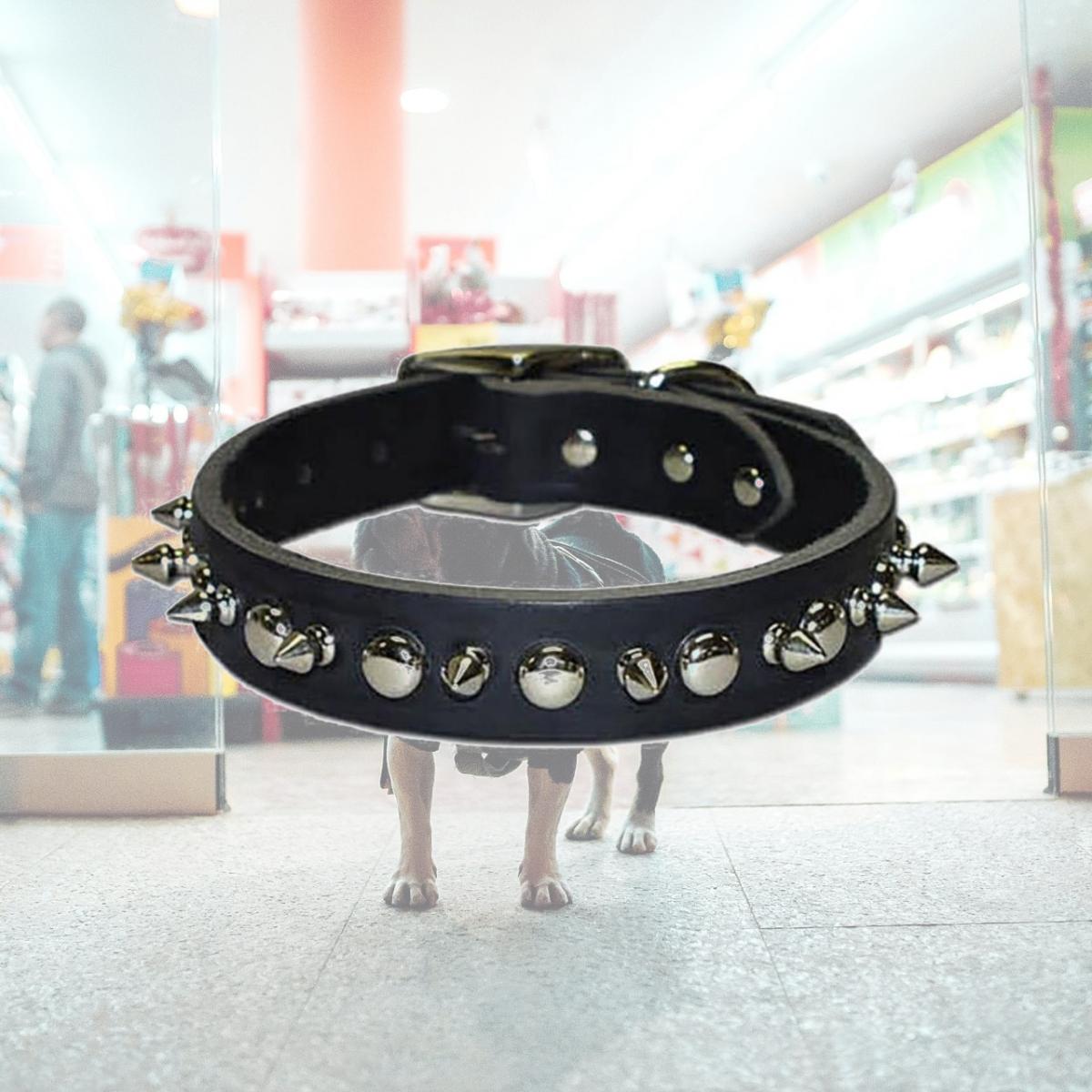 Picture of Leather Brothers 102LKS-BK16 0.75 x 16 in. Latigo Leather 1 Ply Spiked Dog Collar, Black