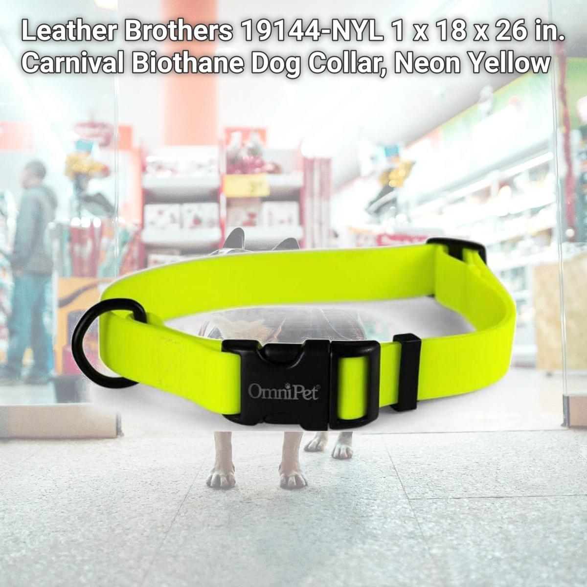 Picture of Leather Brothers 19144-NYL 1 x 18 x 26 in. Carnival Biothane Dog Collar, Neon Yellow