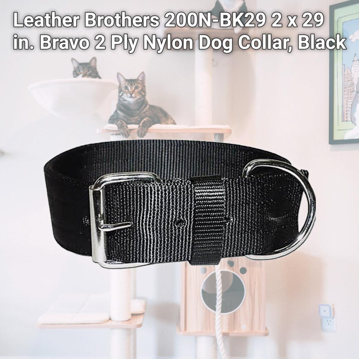 Picture of Leather Brothers 200N-BK29 2 x 29 in. Bravo 2 Ply Nylon Dog Collar, Black