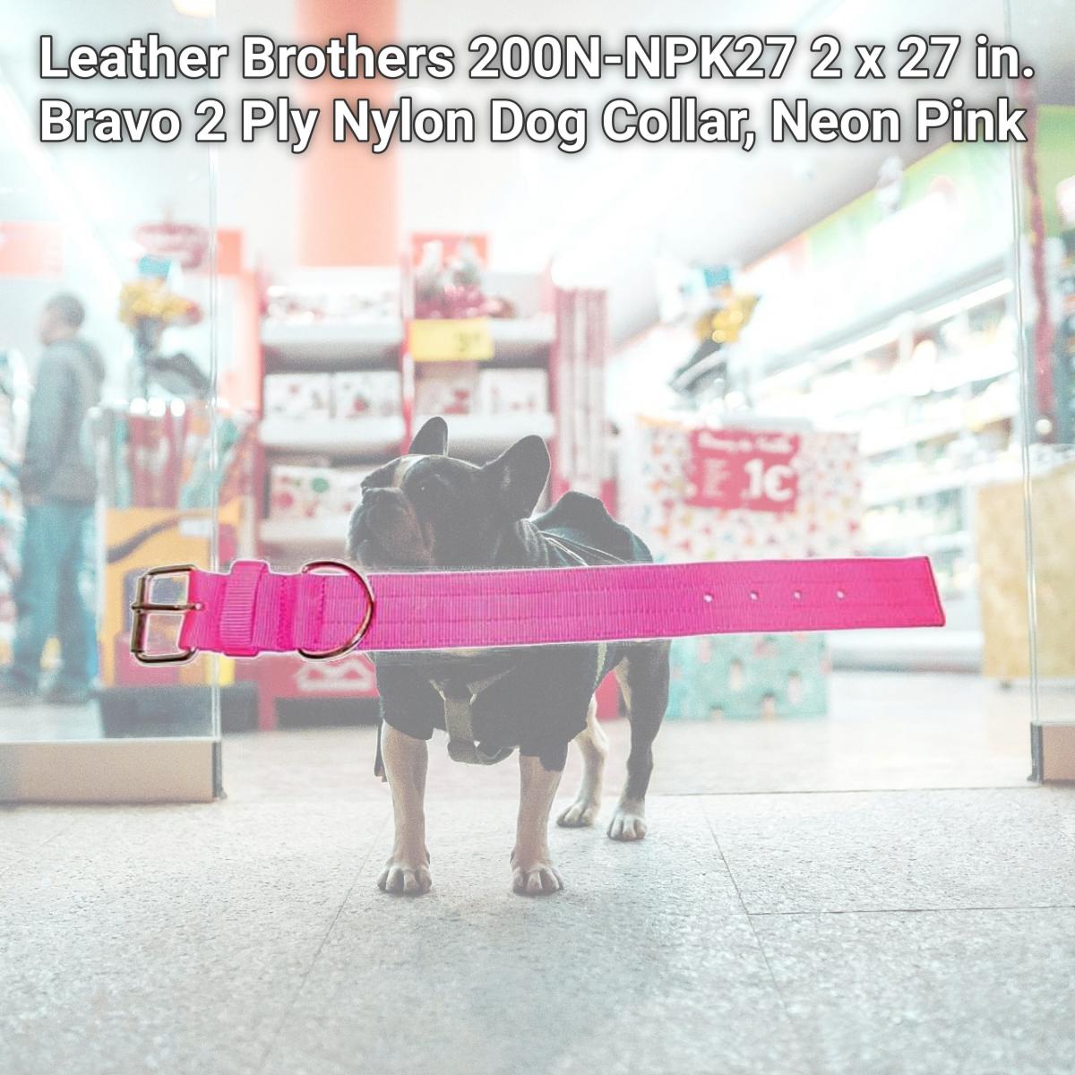 Picture of Leather Brothers 200N-NPK27 2 x 27 in. Bravo 2 Ply Nylon Dog Collar, Neon Pink
