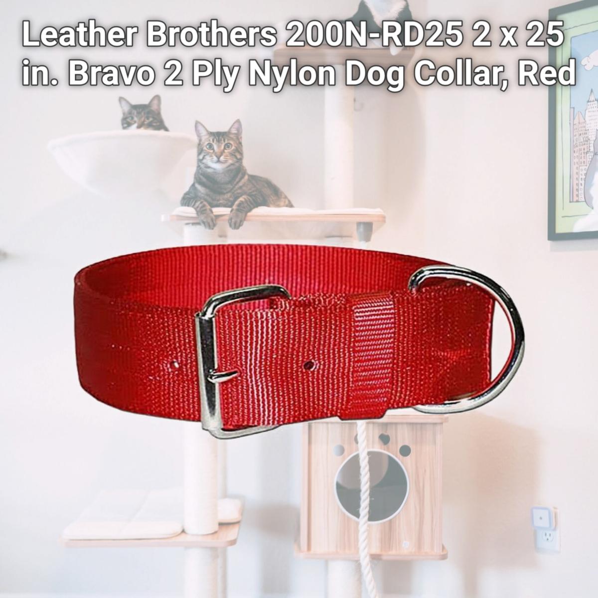 Picture of Leather Brothers 200N-RD25 2 x 25 in. Bravo 2 Ply Nylon Dog Collar, Red