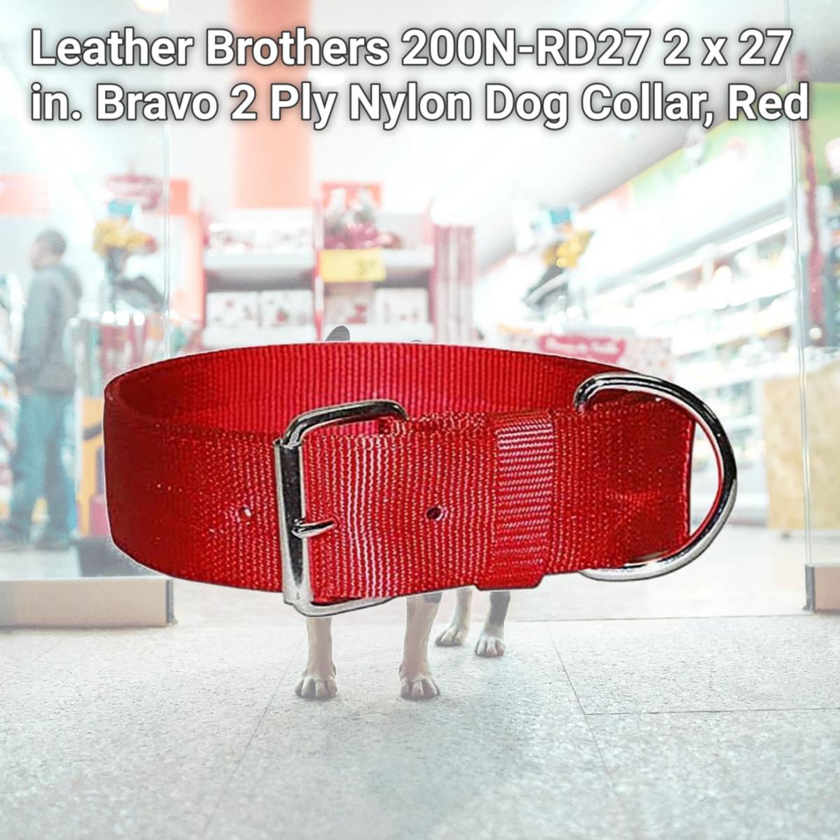 Picture of Leather Brothers 200N-RD27 2 x 27 in. Bravo 2 Ply Nylon Dog Collar, Red