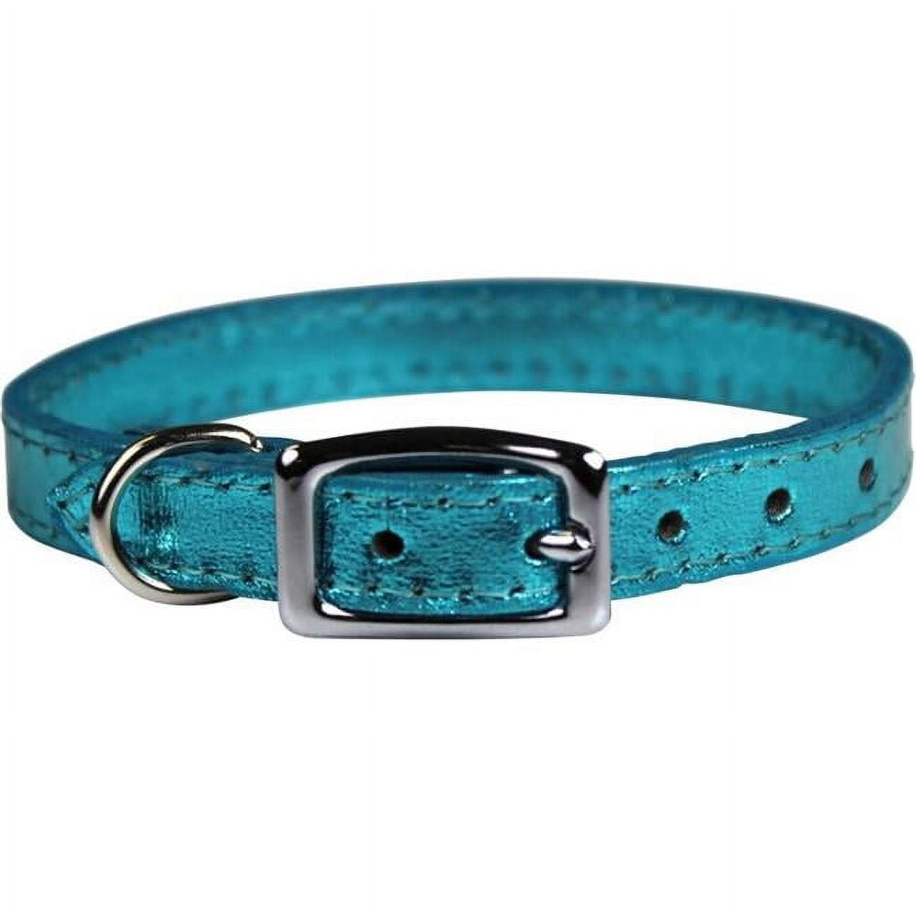 Picture of Leather Brothers 3831-MTQ 0.37 x 7-9 in. Pocket Pups Leather Collar, Metallic Turquoise