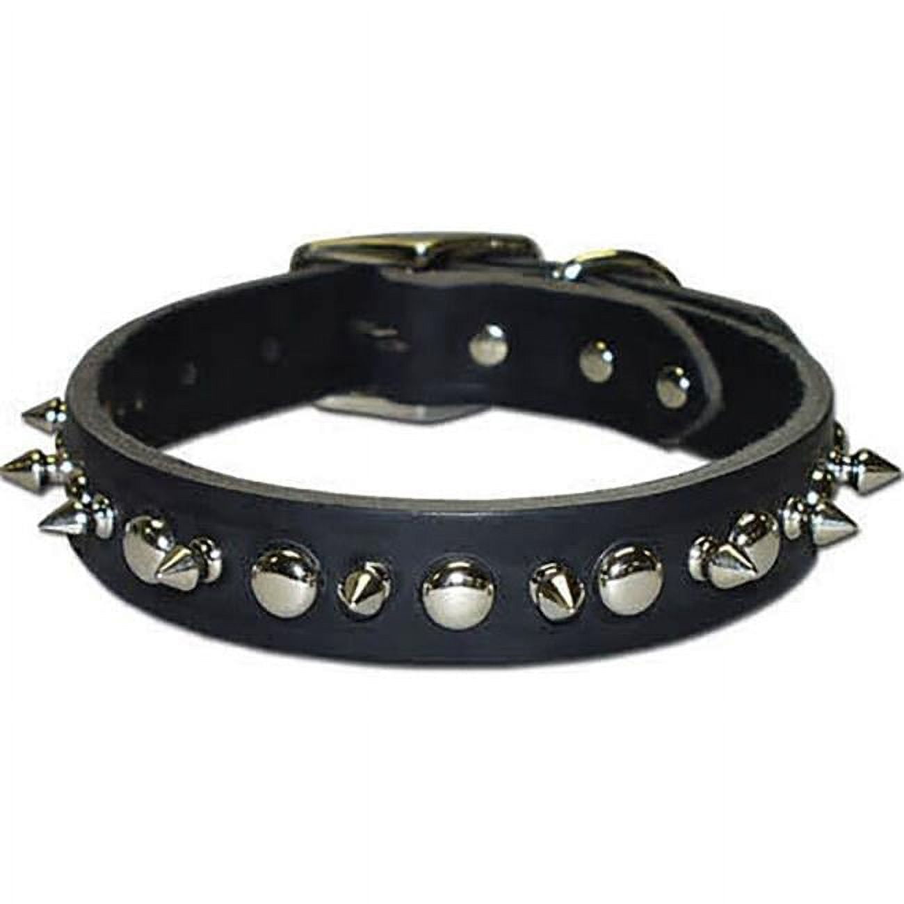 Picture of Leather Brothers 38LKS-BK12 0.37 x 12 in. Latigo Leather 1 Ply Spiked Dog Collar, Black