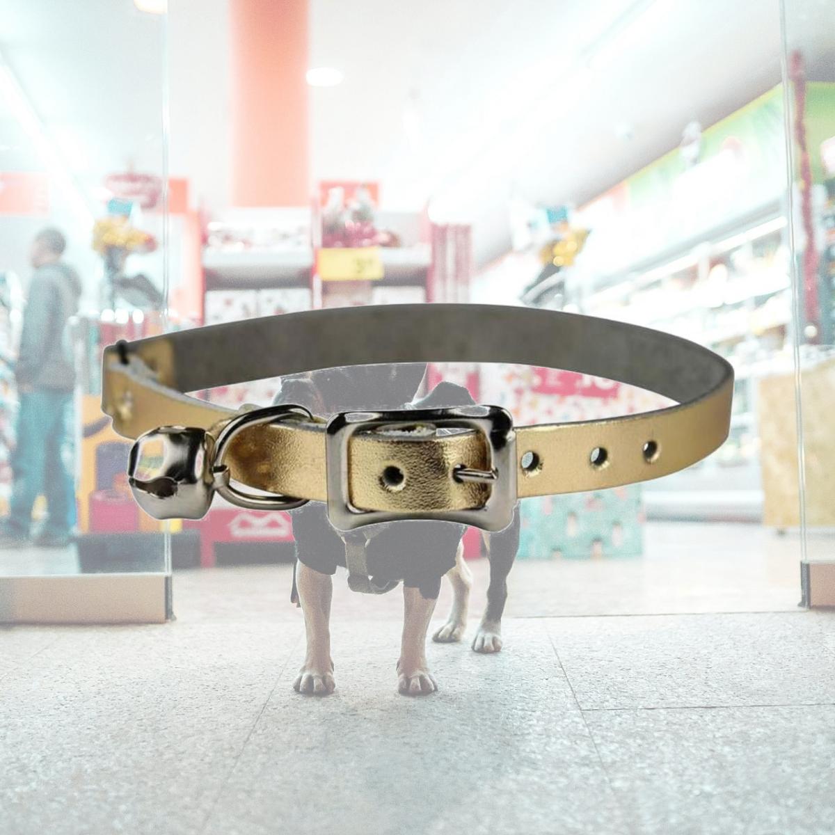 Picture of Leather Brothers 3952-MGD 0.37 x 8-12 in. Signature Leather Safety Stretch Cat Collar, Metallic Gold