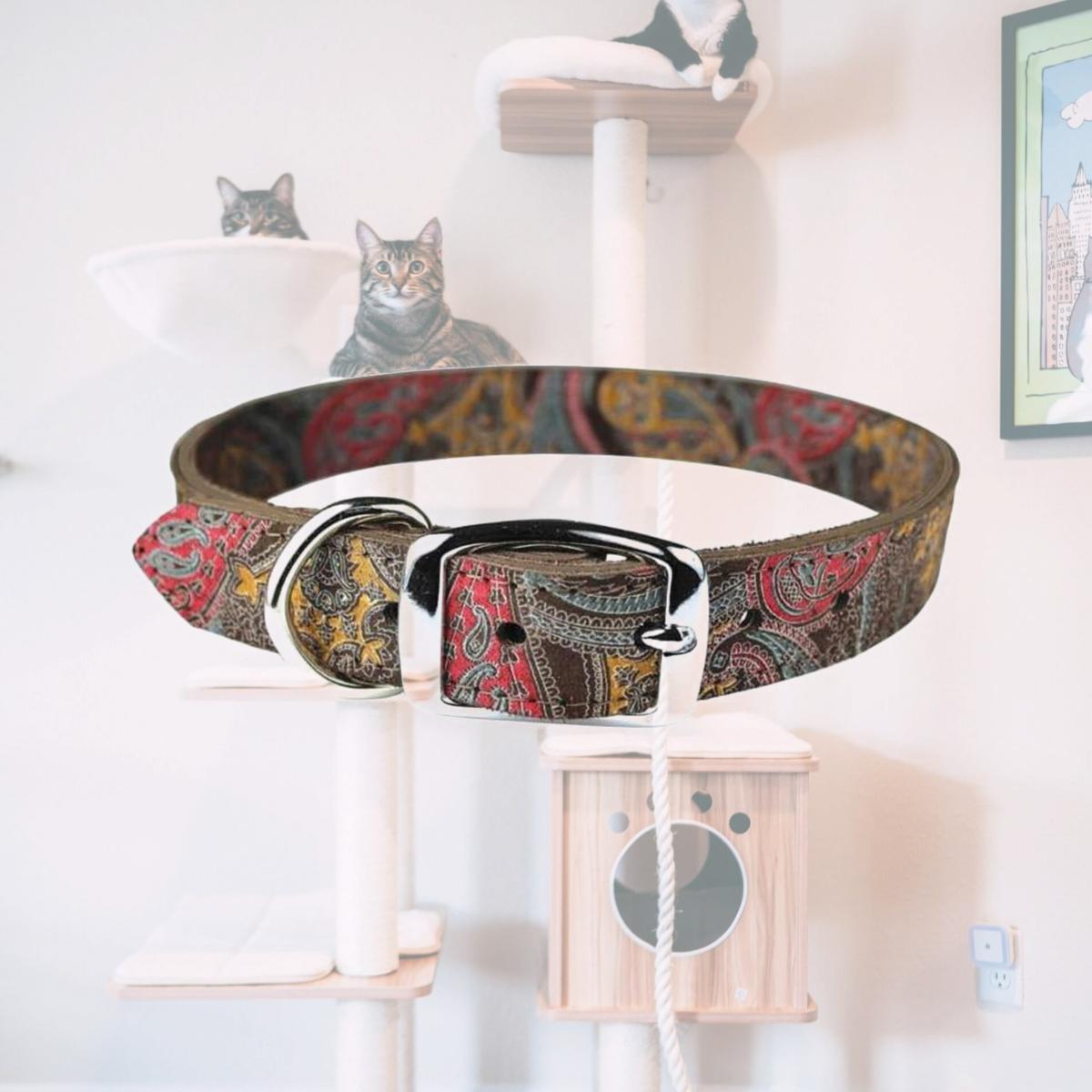 Picture of Leather Brothers 6246-CH14 0.5 x 14 in. Paisley Dog Collar, Chocolate
