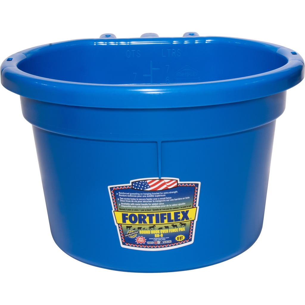 Picture of Fortiflex RH8BLUE 8 qt. Fortex Round Over the Fence Pail - Blue - Case of 12