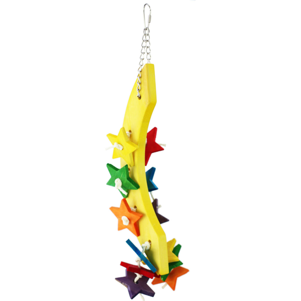 Picture of A&E HB01470 15.75 x 3.5 x 3.5 in. Happy Beaks Wood Moon & Stars Bird Toy - Case of 36
