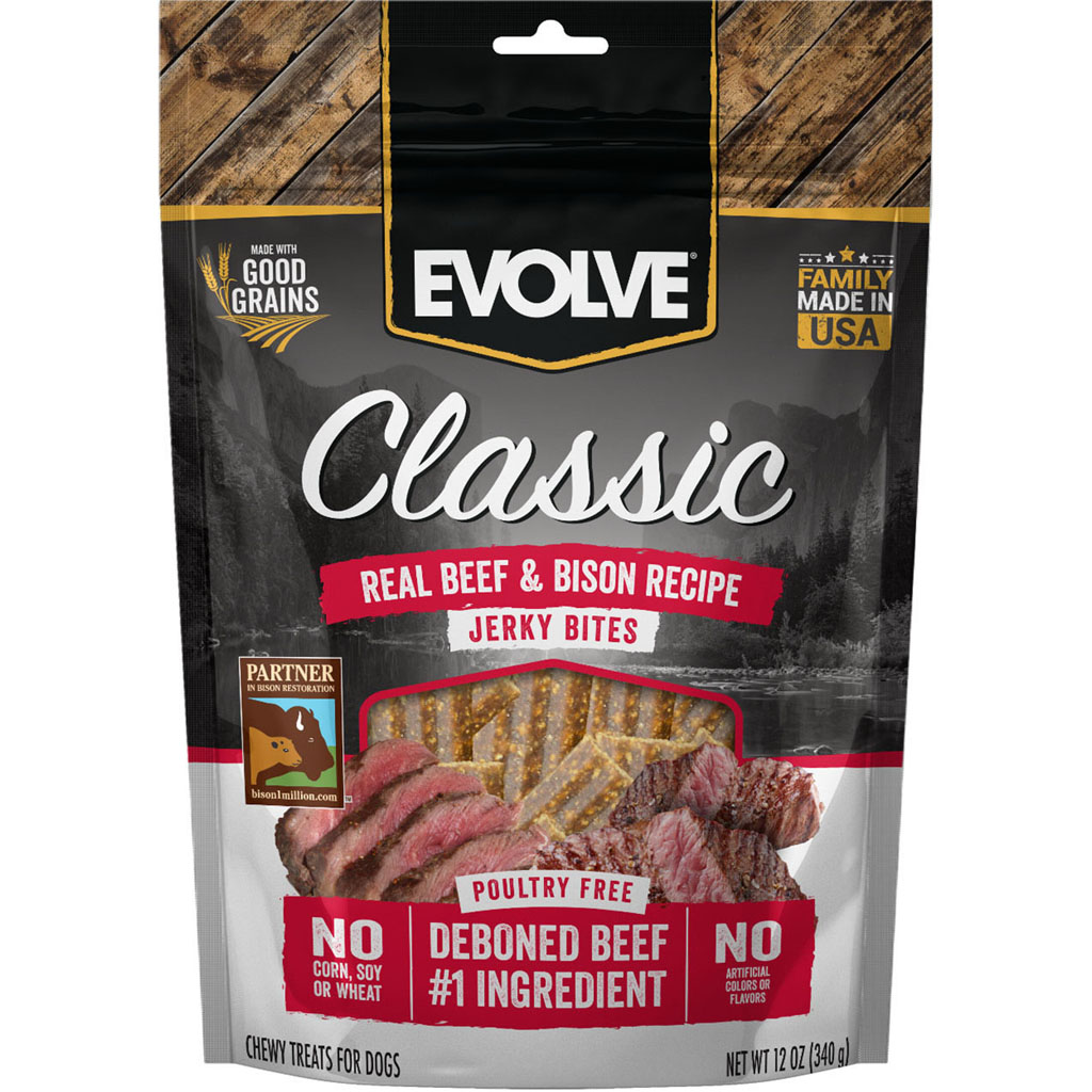 Picture of Evolve 11101106 12 oz Classic Jerky Bites Dog Treat - Beef & Bison - Case of 6