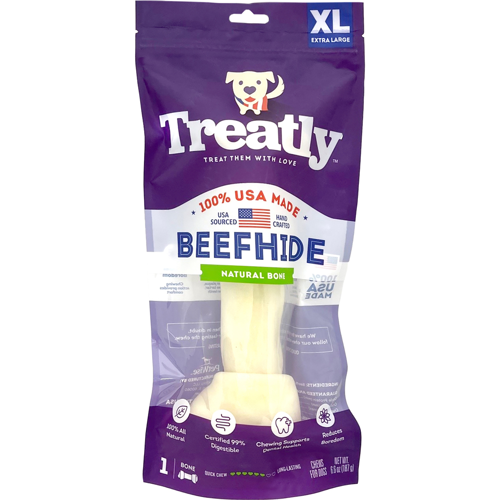 Picture of Treatly 12106 11 in. 100 Percent USA Beef Hide Bone with Header Card - Natural - Case of 24