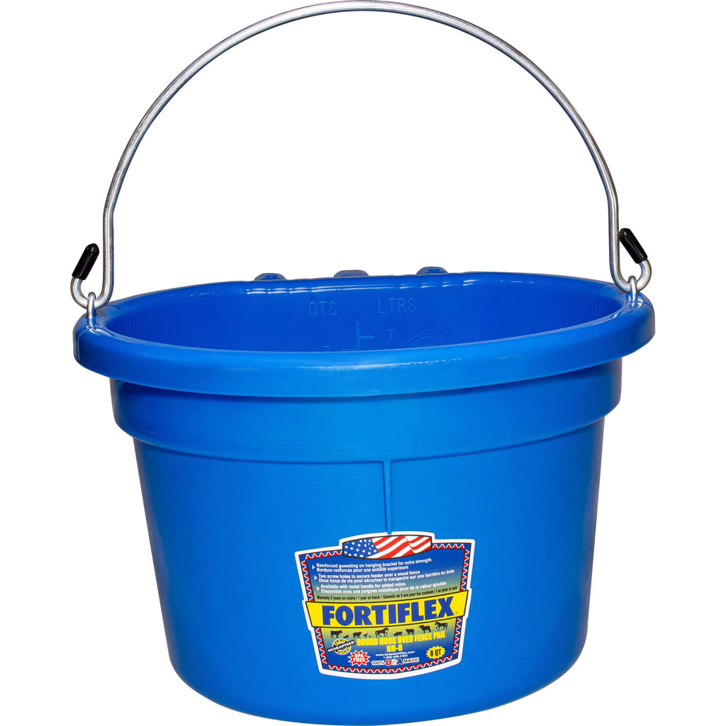 Picture of Fortiflex RH8WHBLUE 8 qt. Fortex Round Over the Fence Pail with Handle - Blue - Case of 12