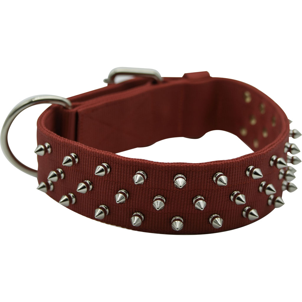 Picture of Omni Pet 205NFK-RD23 23 in. Bravo Nylon Spiked Dog Collar - Red