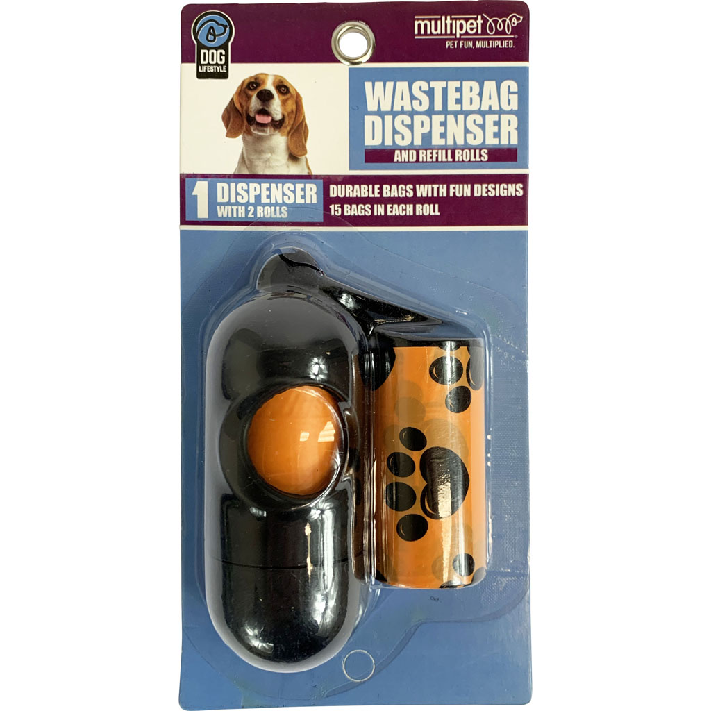 Picture of Multipet 68580 Paw Print Waste Bags Holder with 2 Rolls - Case of 72