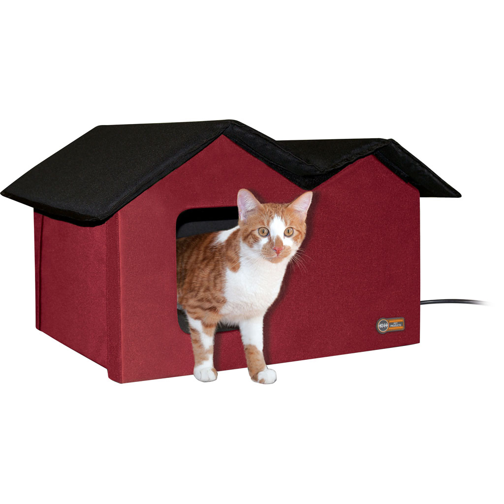 Picture of K&H 100213579 21.5 x 26.5 x 15.5 in. Creative Solutions Outdoor Multi-Kitty Heated Home - Red