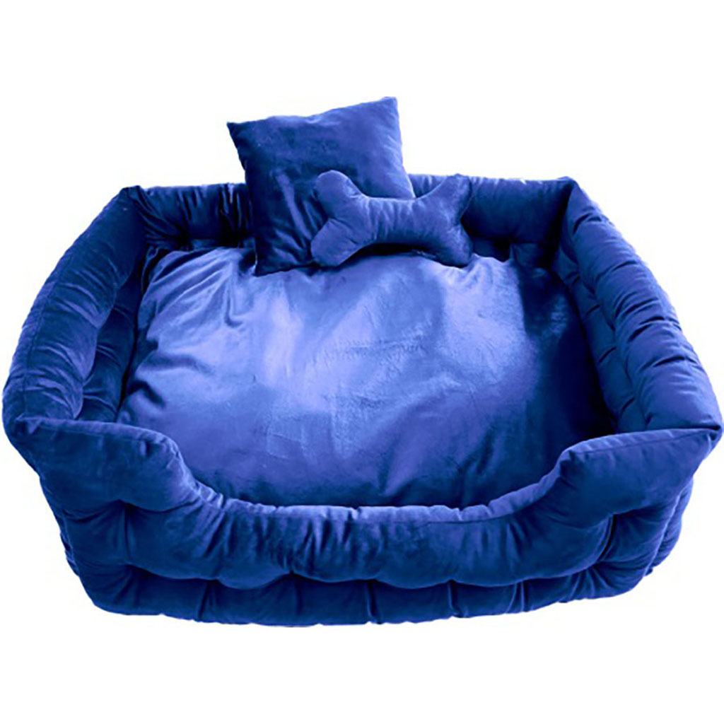 Picture of Goo-Eez GZ1047 28 ROYAL BLU 28 in. Luxury Velour Pet Bed with Accessories - Royal Blue - Case of 6