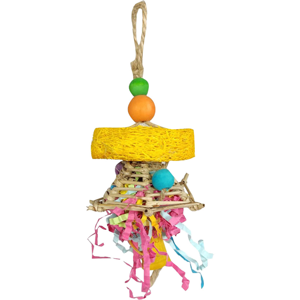 Picture of A&E HB01523 Happy Beaks Confetti Cannon Loofah Hang Bird Toys - Pack of 36
