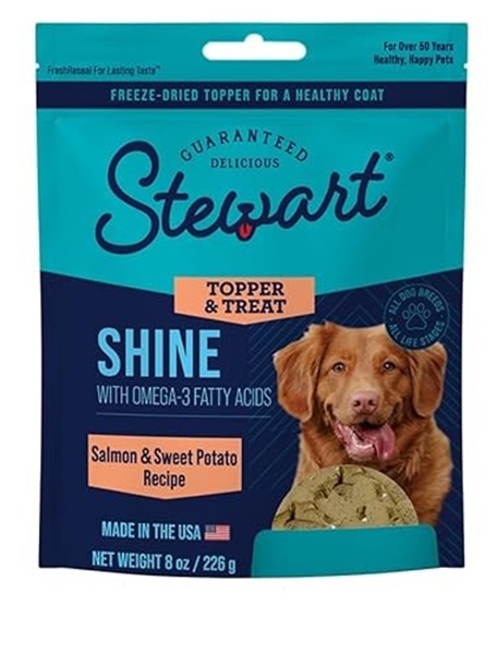 Picture of Stewart 405345 8 oz Freeze Dried Shine Dog Treats Pouch - Salmon & Sweet Potato - Case of 6