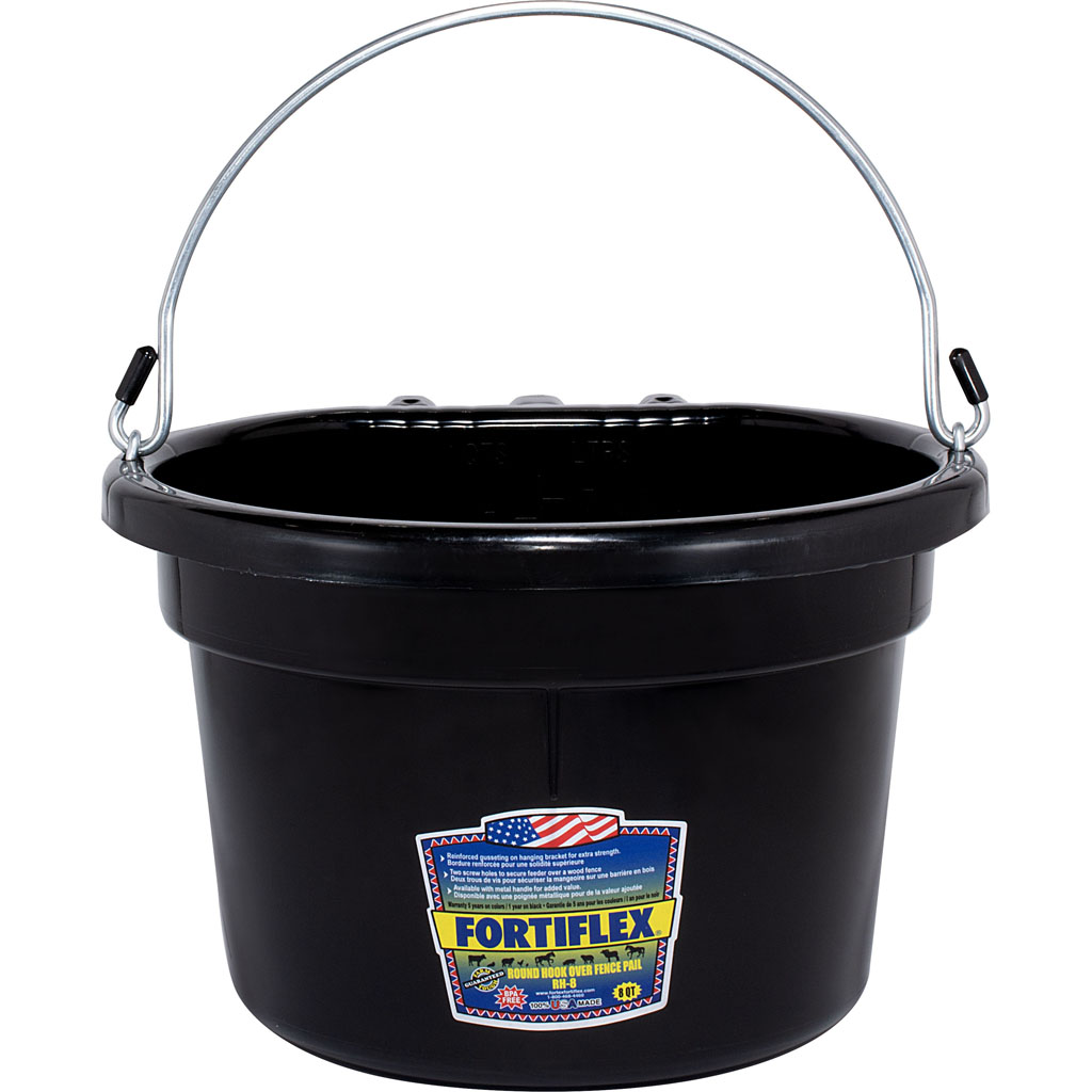 Picture of Fortiflex RH8WHBLACK 8 qt. Fortex Round Over the Fence Pail with Handle - Black - Case of 12