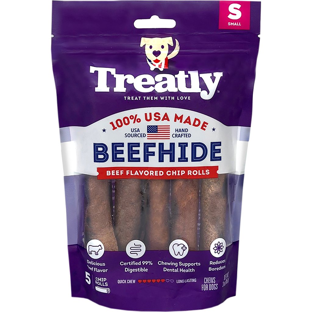 Picture of Treatly 12220 5 in. 100 Percent USA Beefhide Chip Rolls - Beef - 5 per Pack - Pack of 72