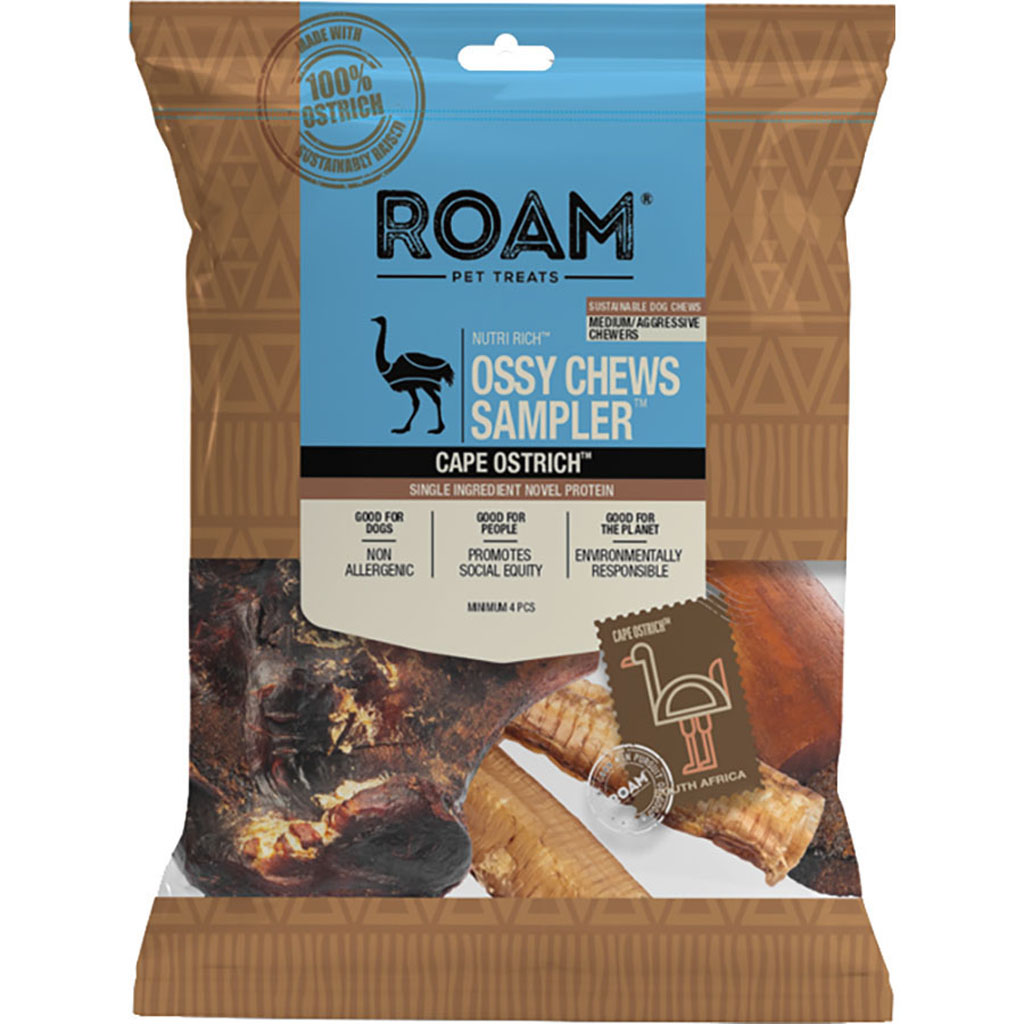 Picture of Roam 190 Ostrich Sampler Pack Adult Dog Chew Treats - Case of 12