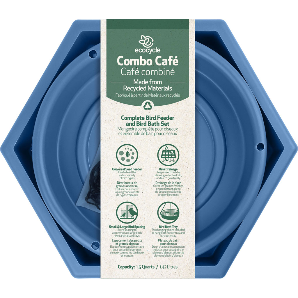 Picture of Natures Way RPFT4 Eco-Cycle Combo Cafe 2-in-1 Bird Feeder & Bird Bath - Blue - Case of 4