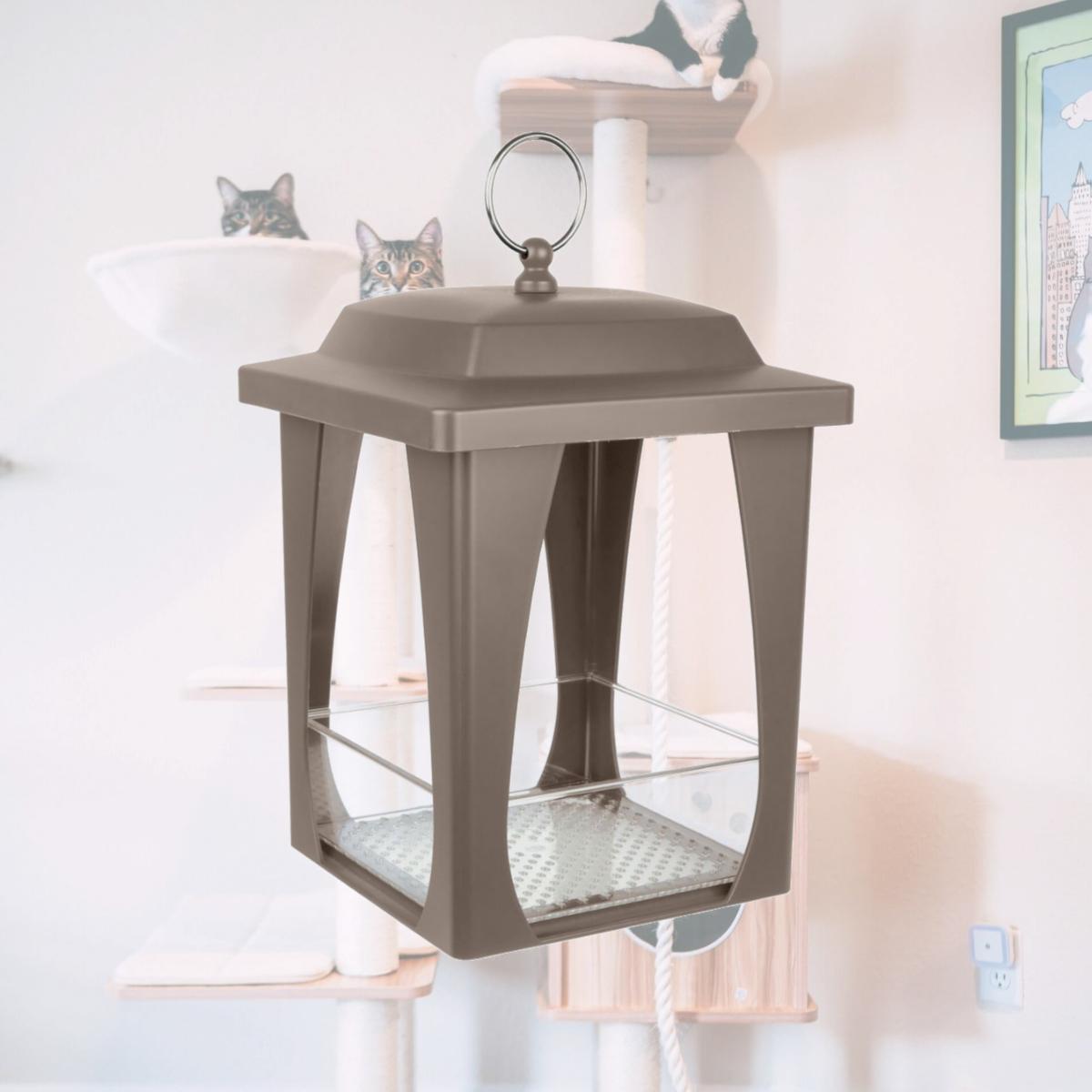 Picture of Natures Way FLY-3P Dine-In Hanging Plastic Fly Through Bird Feeder - Brown - 4 Cup - Case of 2
