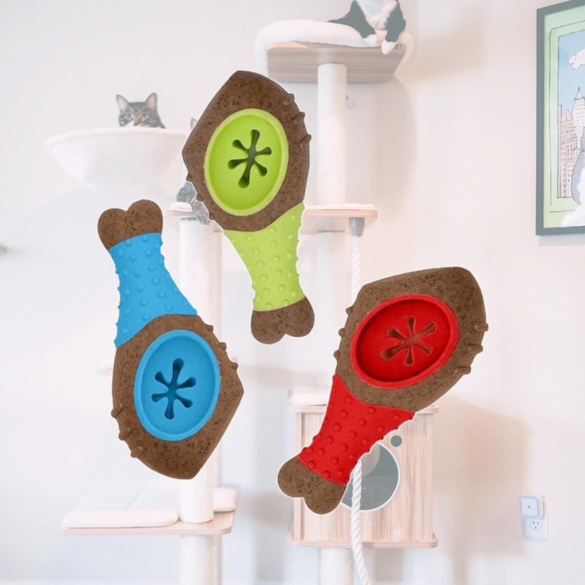 Picture of Multipet 51406 5 in. Bamboo Chews Chicken Leg Nylon & TPR Toy