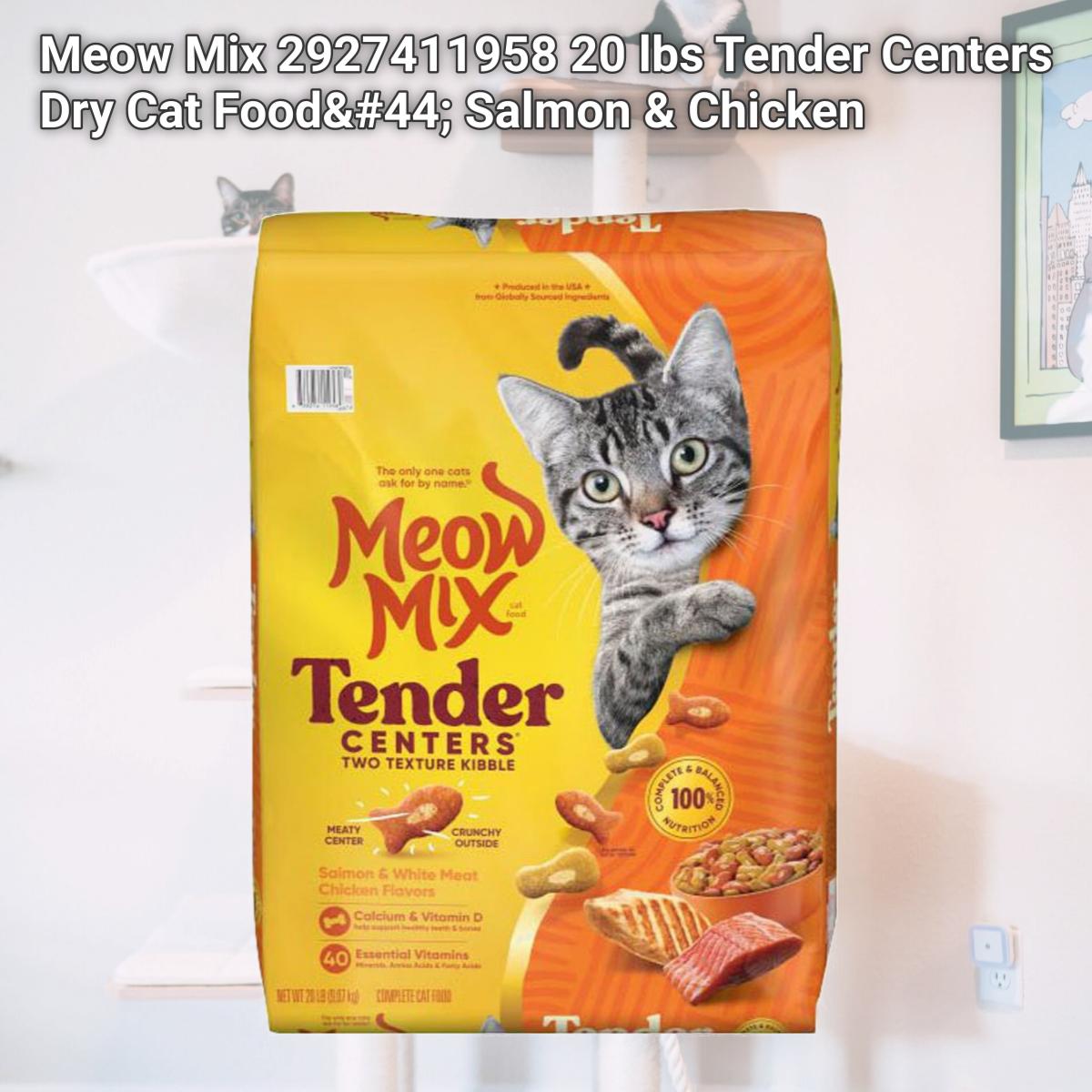 Picture of Meow Mix 2927411958 20 lbs Tender Centers Dry Cat Food&#44; Salmon & Chicken