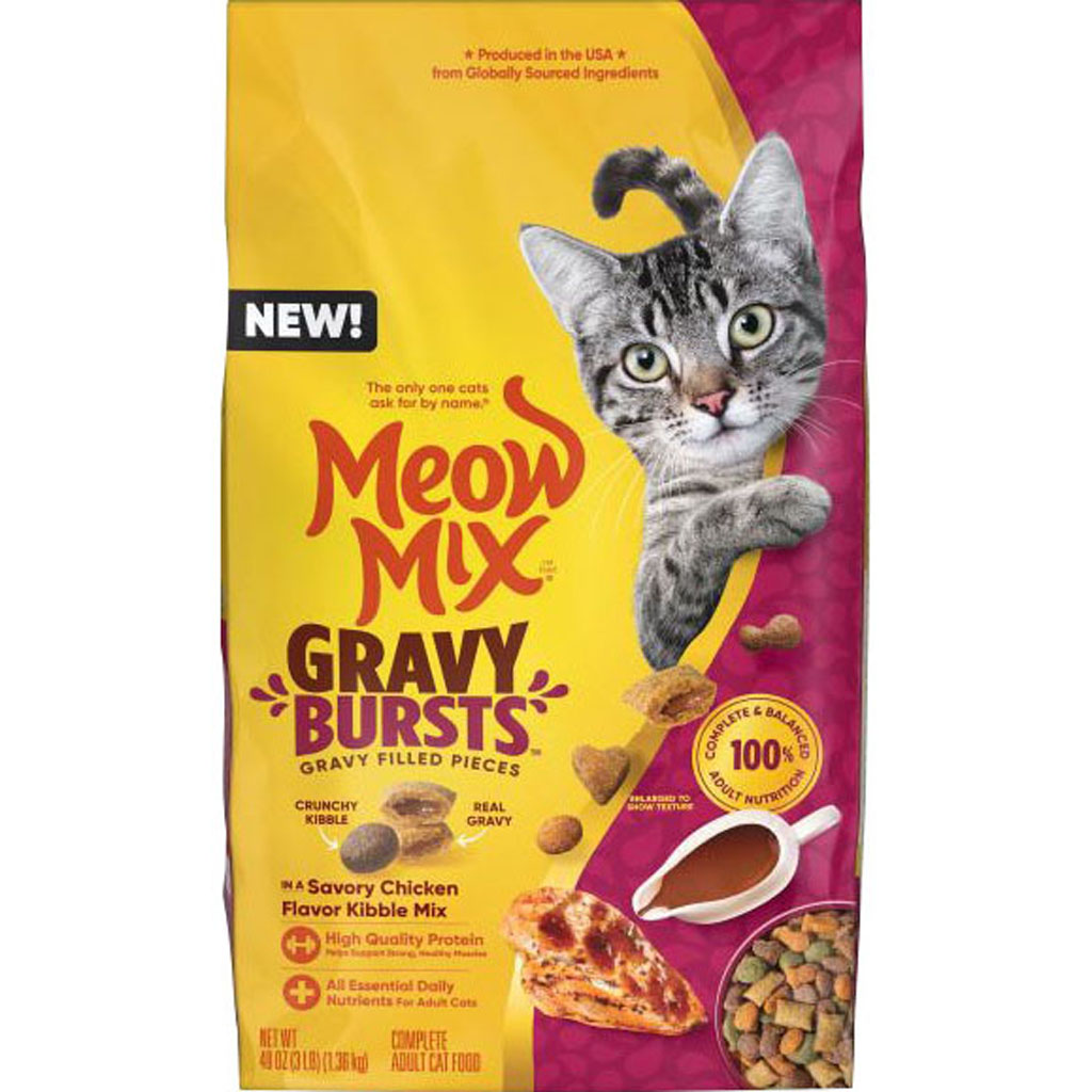 Picture of Meow Mix 2927482738 3 lbs Gravy Bursts Dry Cat Food&#44; Chicken