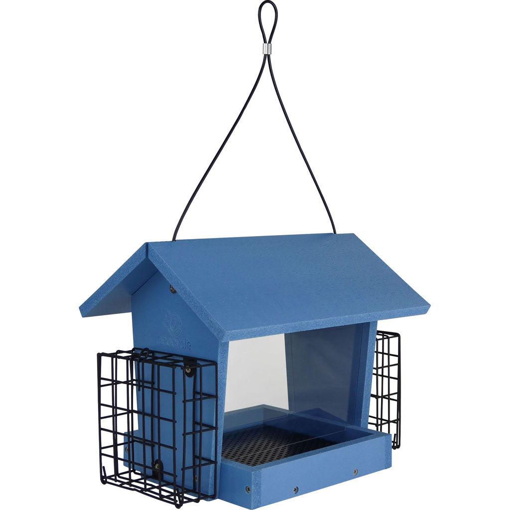 Picture of Natures Way RPFH2-S 3 qt. Eco-Cycle Hopper Hangout Bird Feeder with Suet - Blue - Case of 2