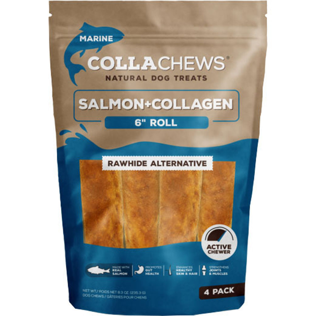 Picture of Collachews 011-3610 6 in. Collagen Roll Dog Treat - Salmon - 4 per Pack - Case of 15