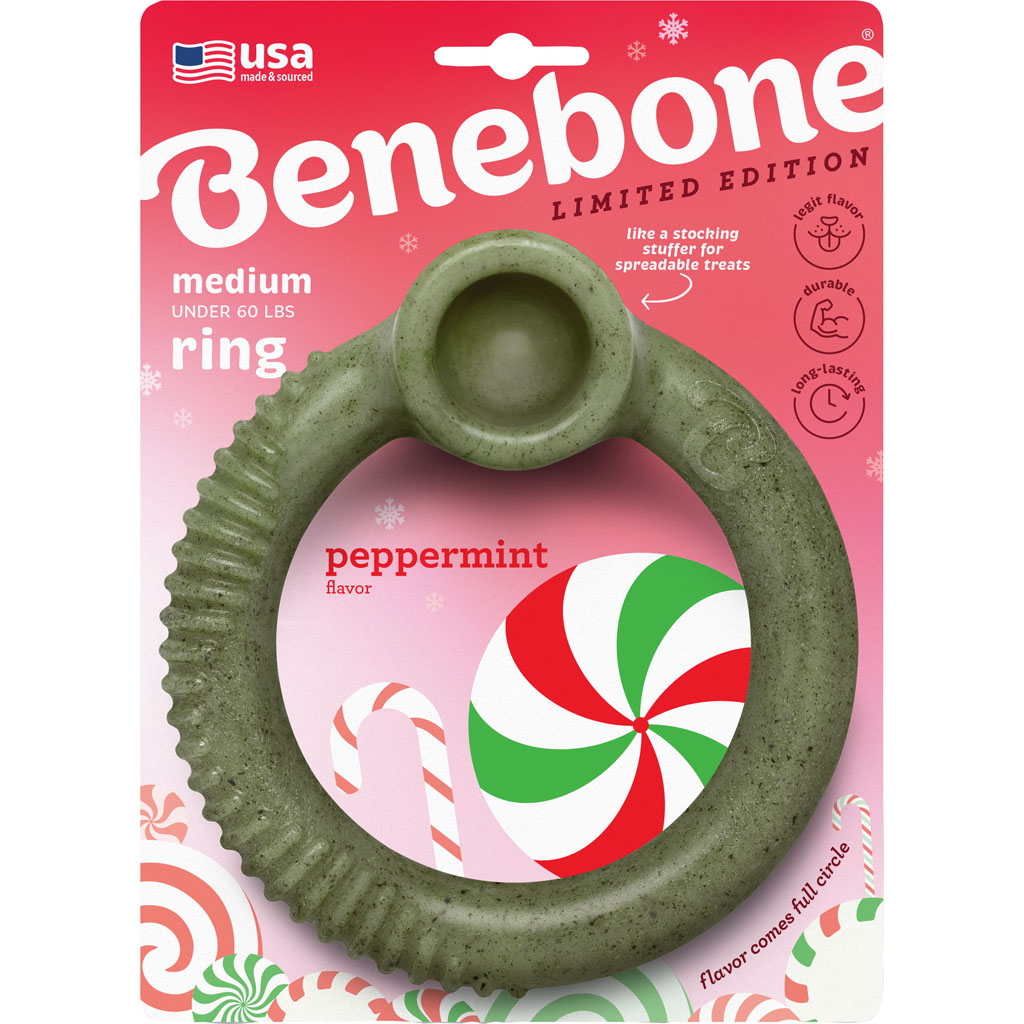 Picture of Benebone 571244 Holiday Ring Dog Chew Toy - Peppermint - Medium - Case of 24