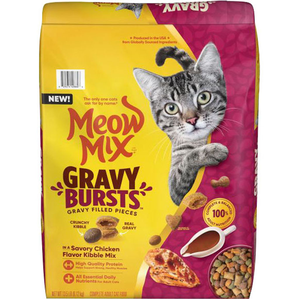 Picture of Meow Mix 2927440860 Gravy Bursts Dry Cat Food - Chicken - 13.5 lbs