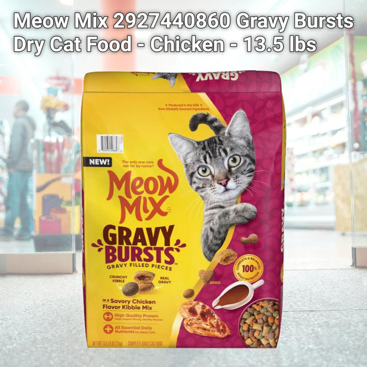 Picture of Meow Mix 2927440860 Gravy Bursts Dry Cat Food - Chicken - 13.5 lbs