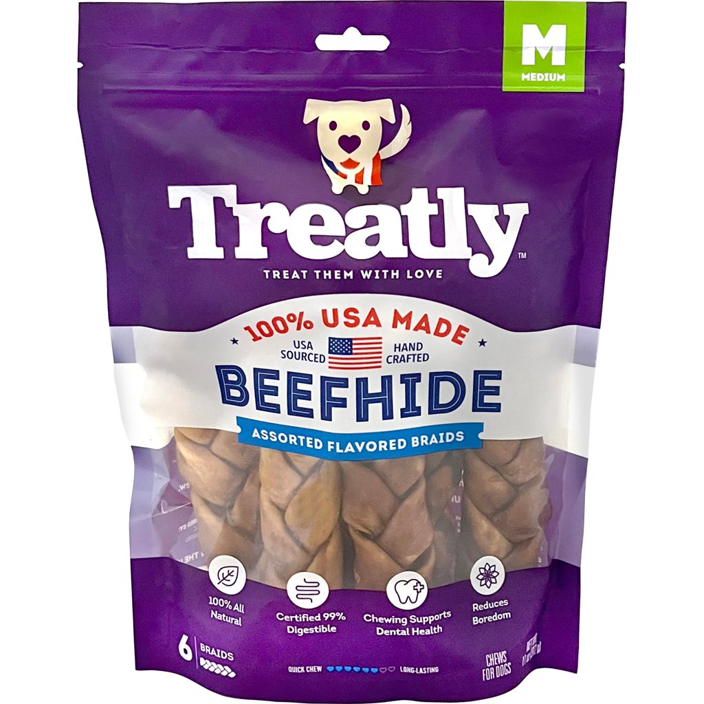 Picture of Treatly 12300 7 in. 100 Percent USA Hide Braids - Chicken & Beef - 6 per Pack - Case of 10