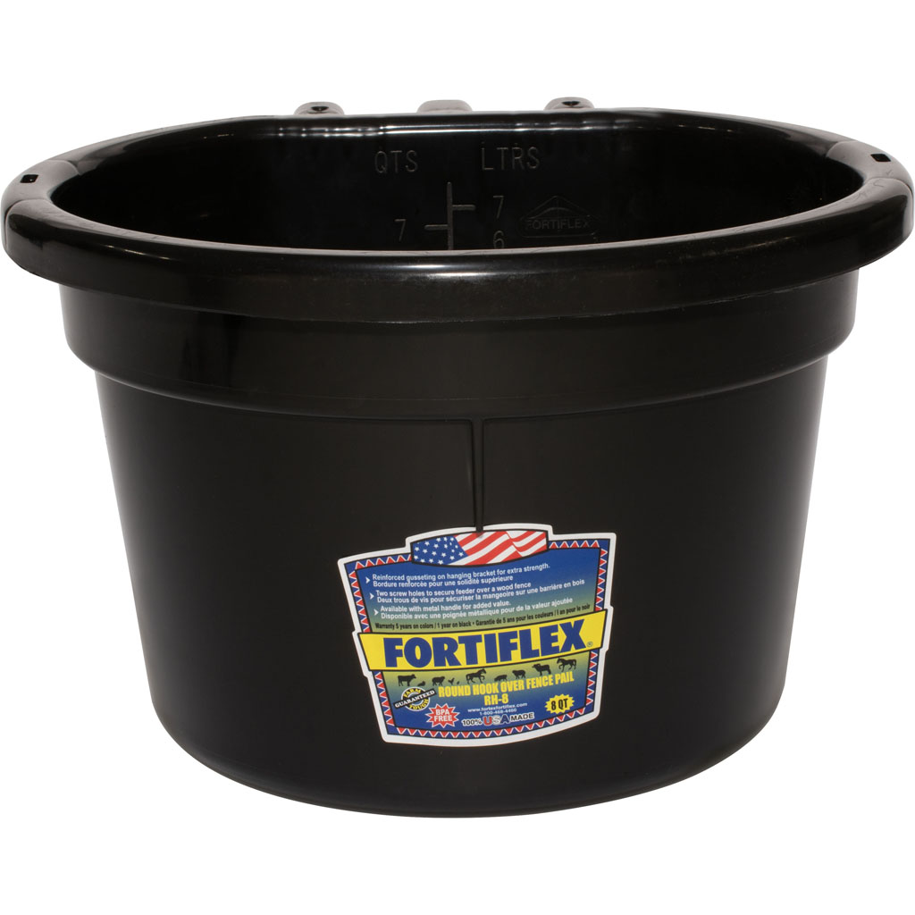Picture of Fortiflex RH8BLACK 8 qt. Fortex Round Over the Fence Pail - Black - Case of 12