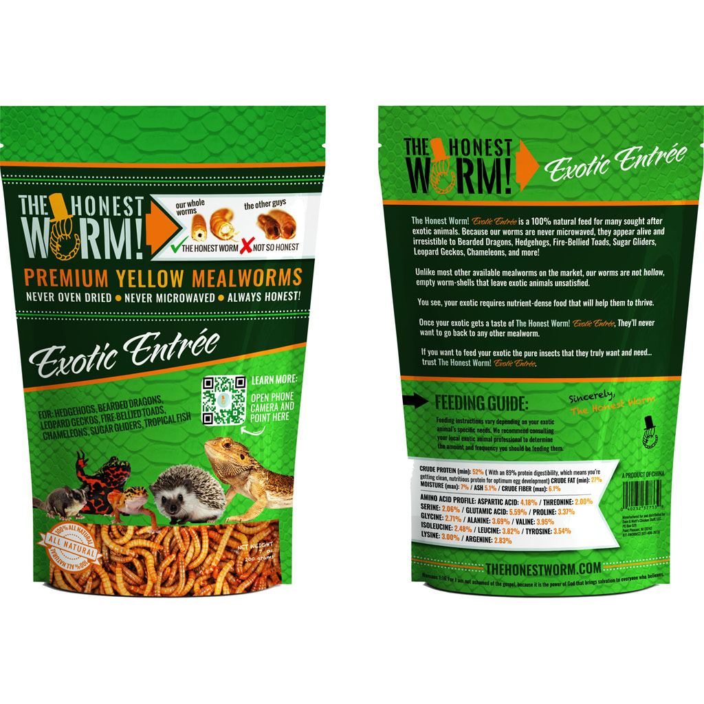 Picture of The Honest Worm 32733 7 oz Exotic Entree Mealworms - Yellow