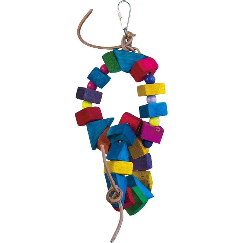 Picture of A&E HB01524 Happy Beaks Blocks & Bead Hanging Wood Rings Bird Toy