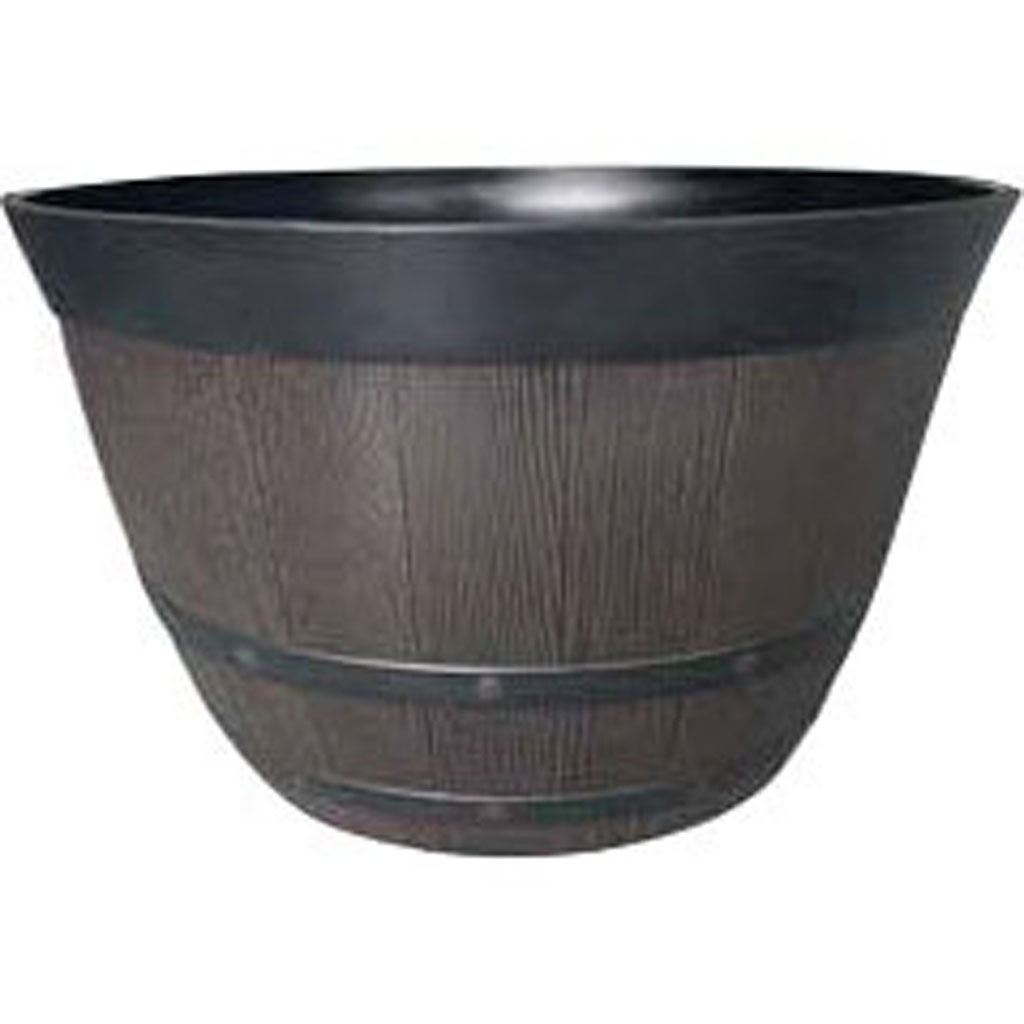 10000-03315 15.5 in. HDR Whiskey Barrel Planter - Kentucky Walnut