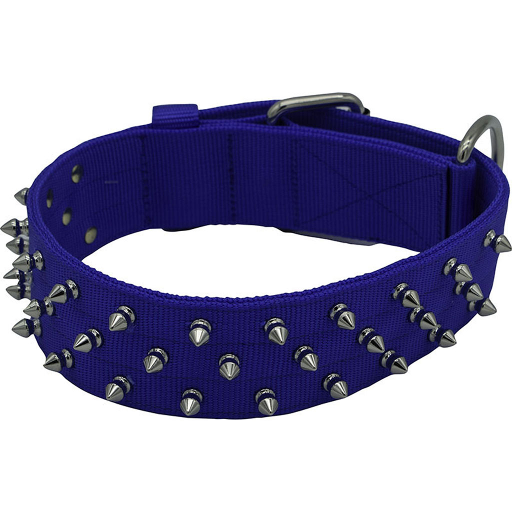 Picture of Omni Pet 205NFK-BL23 23 in. Bravo Nylon Spiked Dog Collar - Blue - Case of 24